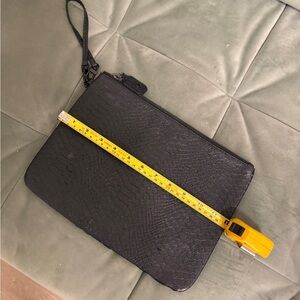 Alice + Olivia Black Embossed Leather Wristlet Clutch with Dust Bag